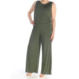 NWT Lauren Ralph Lauren Size M Olive Green Wide Leg Jumpsuit